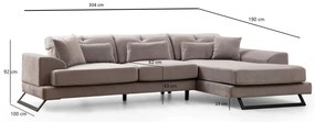 ****  
Sofá de Canto Frido – Cinzento Claro – 190 cm x 304 cm

**