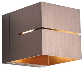 Candeeiro de Parede Bronze Escuro Incl. LED e Dimmer de Toque Recarregável - Joris Groove Moderno