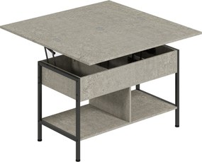 HOMCOM Mesa de centro elevável e extensível, mesa de sala com compartimento escondido prateleiras abertas, 98x49x55cm, cinza | Aosom Portugal
