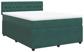 Cama com molas/colchão 160x200 cm veludo verde-escuro