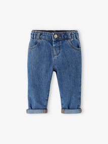 Agora -15%: Jeans mom fit, em ganga, para bebé stone