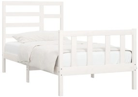 Cama sem colchão 100x200 cm madeira de pinho maciça branco