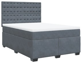 Cama com molas/colchão 140x200 cm veludo cinzento-escuro