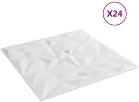 Painéis de parede 24 pcs 50x50 cm 6m² XPS ametista branco