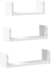 Prateleira de parede 3 pcs derivados de madeira branco