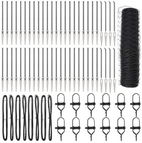 vidaXL Poste de Cerca Cinzeto 100 x 0,5 m (malha de 50 mm) Aço e PVC