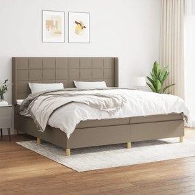 vidaXL Cama com molas/colchão 200x200 cm tecido castanho-acinzentado
