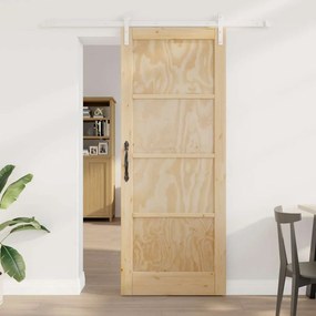 Porta Deslizante vidaXL com Conjunto de Acessórios 83x211 cm Madeira de Pinho Sólido