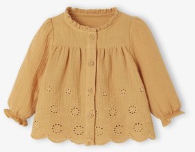 Blusa bordada para bebé ocre