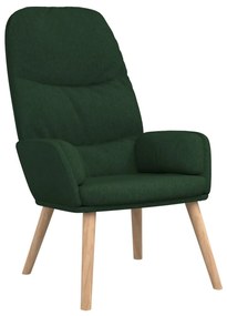 Cadeira de descanso com banco tecido verde-escuro