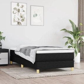 vidaXL Estrutura de cama com molas 90x190 cm tecido preto