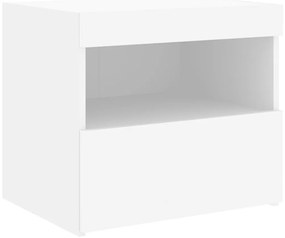 Mesas de cabeceira c/ luzes LED 2 pcs 50x40x45 cm branco