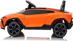 Carro elétrico para crianças Lamborghini Lanzador 12V Pneus em borracha maciça, banco em pele sintética Laranja
