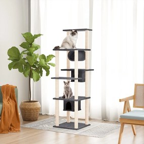 vidaXL Árvore p/ gatos c/ postes arranhadores sisal 169cm cinza-escuro