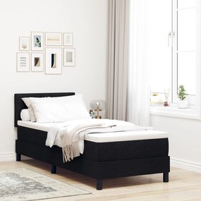 Cama Box Spring com Colchão Preta 80x200 cm Tecido