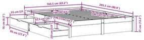 Cama sem colchão 160x200 cm madeira de pinho maciça branco