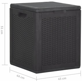 Caixa de arrumação para jardim 90 L vime PP preto