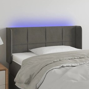 Cabeceira cama c/ luzes LED veludo 83x16x78/88cm cinza-escuro