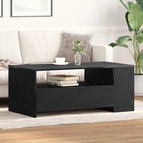 Mesa de Café Preta de Carvalho 102x55x43,5 cm Feita de Madeira Engenhe