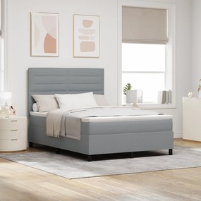 Cama Box Spring com Colchão Cinza Claro 140x200 cm Tecido