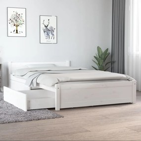 vidaXL Estrutura de cama c/ gavetas 120x190cm pequena casal branco