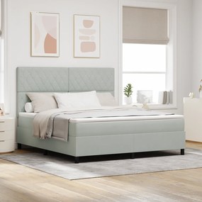 vidaXL Cama Box com Colchão & Luz LED Cinza Claro 180x200 cm Veludo