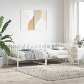 Sofá-cama sem colchão 90x200 cm madeira de pinho maciça branco