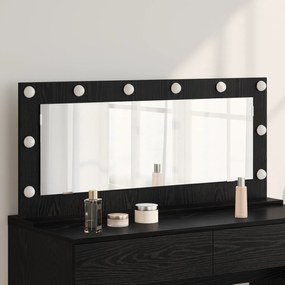 vidaXL Espelho de Vaidade com Luzes LED Carvalho Preto 100x45x18 cm