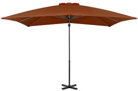 Guarda-sol de jardim cantilever c/ poste de alumínio terracotta