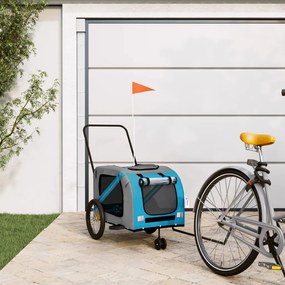 vidaXL Reboque bicicleta p/ animais tecido oxford/ferro azul/cinza