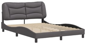 Estrutura cama c/ cabeceira 140x190cm couro artificial cinzento