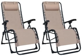 vidaXL Cadeiras de pátio dobráveis 2 pcs textilene cinza-acastanhado