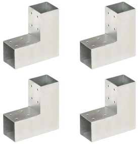 vidaXL Bases para poste em forma de L 4 pcs 71x71 mm metal galvanizado