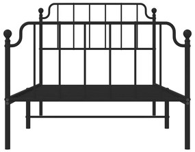 Estrutura de cama com cabeceira e pés 100x190 cm metal preto