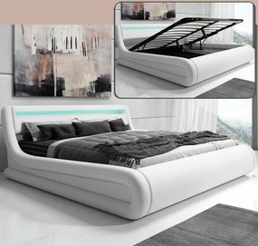 Cama Hidráulica com Arrumação "Riana" - 150x190 cm - Branco - Polipele