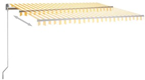 Toldo automático LED e sensor de vento 450x350cm amarelo/branco