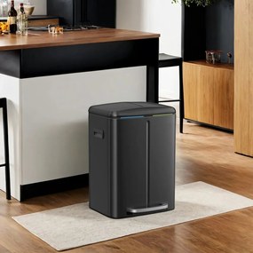 Caixote do lixo com 2 compartimentos 44,4 x 40,8 x 60,2 cm verde acinzentado