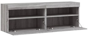 Móveis de parede para TV com luzes LED 2 pcs cinzento sonoma