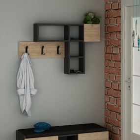 Cabide de Parede Game – Carvalho Sonoma e Antracite – 99,5 x 61 x 15 c