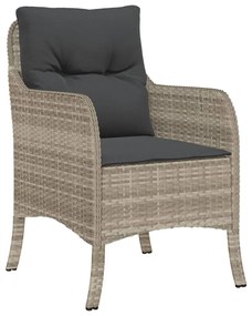 3 pcs conjunto de jantar p/ jardim c/ almofadões cinzento claro