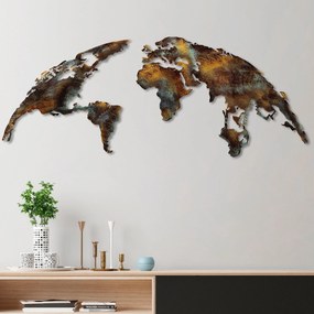 Acessório Decorativo de Metal Mapa Mundo Médio – Multicolor – 150 cm x