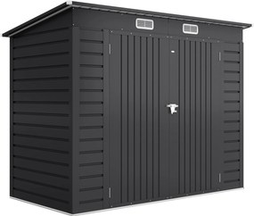 Outsunny Abrigo de Jardim 2,7m² 249x121x183 cm Abrigo de Exterior com Porta Dupla 2 Ventilaç4oes e Trava Abrigo para Pátio Cinza | Aosom Portugal