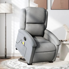 vidaXL Poltrona reclinável massagens tecido cinzento-claro