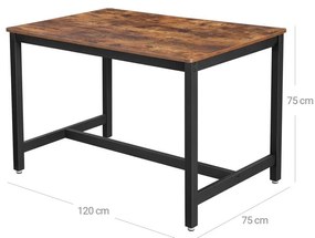 Mesa de cozinha 4 pessoas 120 x 75 x 75 cm design industrial Castanho Vintage escuro