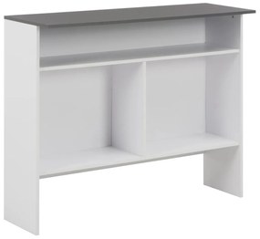 Mesa de bar com 2 tampos 130x40x120 cm branco e cinzento