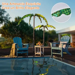 Palmeira Tropical Artificial com Led 154 cm Palmeira Iluminada Realista com Luzes Base Decorativa Dobrável para Casa Festas de Natal