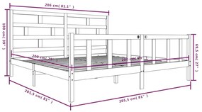 Estrutura cama 200x200 cm madeira de pinho maciça castanho-mel