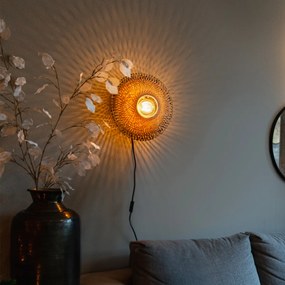 Candeeiro de parede inteligente bambu 30 cm com ficha incl. Wifi P45 - Rina