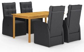 5 pcs conjunto de jantar de jardim preto