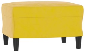 Poltrona com apoio de pés 60 cm veludo amarelo